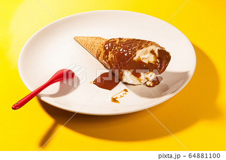 ice cream cone on plate ice cream cone on plate 64881100