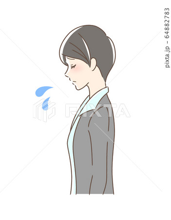 悲しむ女性の横顔のイラスト素材 6487 悲しむ女性の横顔のイラスト素材 6487