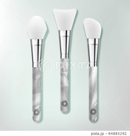 Vector Beauty Spatula Set with White & Gray Marble Effect  Resin Handle Design 64883292