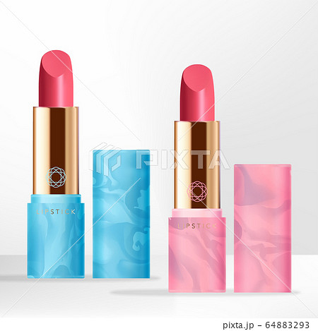 Vector Trendy Lipstick with Marble Effect Resin Packaging, Pink & Sky Blue 64883293