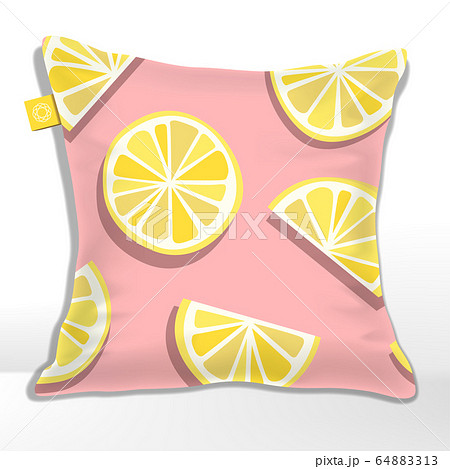 Vector Pillow Or Cushion With Lemon Or Lime のイラスト素材 6413