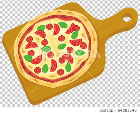 ピザ 木皿のイラスト素材 6440