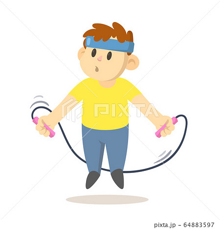 Boy Jumping Over Skipping Rope Cartoon のイラスト素材