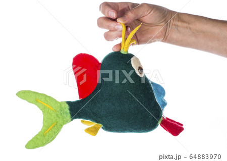 Soft toy made of natural wool in the form of a fish 64883970