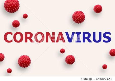 Coronavirus logo with virus illustration in white 64885321