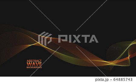 Abstract black background with golden light waves. 64885743