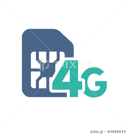 SIM card with 4G network flat icon. Mobile slot, phone chip symbol 64886634