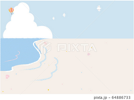 海と砂浜 イラストのイラスト素材