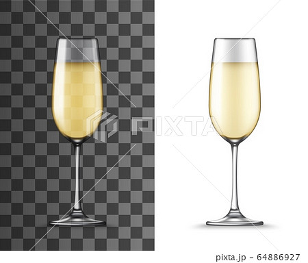 Realistic white wine glass, mockup object 64886927