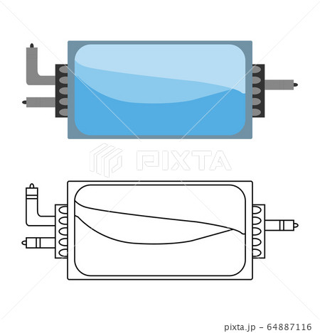 Flat vector icon of water filter. Color and sketch style. Water filter at home component for clean water busines and logo. The Element of system for purification of water Flat vector icon of water filter. Color and sketch style. Water filter at home component for clean water busines and logo. The Element of system for purification of water 64887116