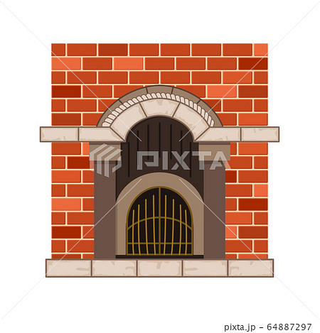 Vector Home Fireplace Vintage Design Of Stone Stock Illustration