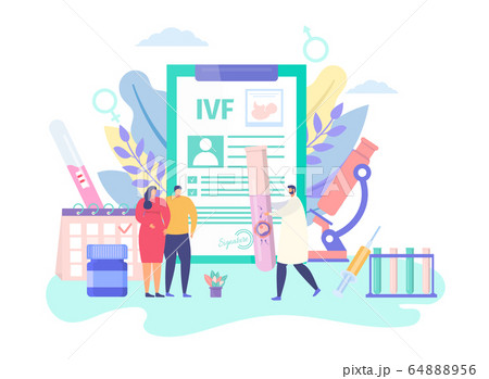 Pregnancy IVF technology, concept vector illustration. Infertility treatment, artificial insemination. Man woman patient 64888956