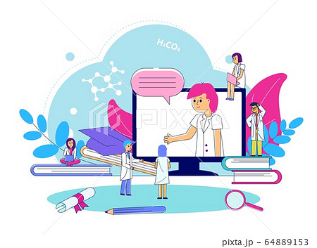 Medical seminar conference, line vector illustration. Hospital worker congress consultation by network. Doctor group listen Medical seminar conference, line vector illustration. Hospital worker congress consultation by network. Doctor group listen 64889153