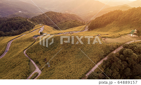 aerial view landscape of Mountain in Twilight time 64889157