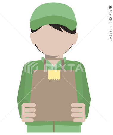 紙袋の荷物を届けるデリバリー業者の男性 64891790