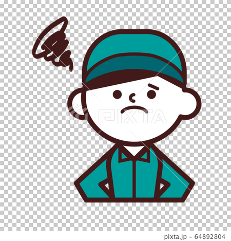 人物 作業服 作業着 男性 上半身 不満 不安 困惑のイラスト素材