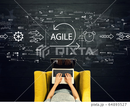 Agile concept with person using a laptop Agile concept with person using a laptop 64893527