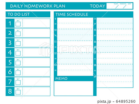 一日のタイムスケジュール 計画テンプレートのイラスト素材