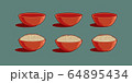 Rice bowls in asian style. Vector set. 64895434