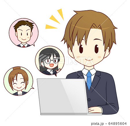 オンライン会議・男性 64895604