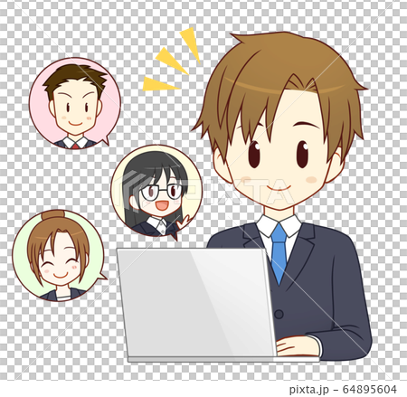 オンライン会議・男性 64895604