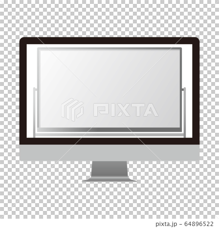 パソコンのモニタにホワイトボードが映っているイラストのイラスト素材