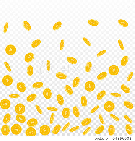 Chinese yuan coins falling. Scattered sparse CNY c Chinese yuan coins falling. Scattered sparse CNY c 64896602