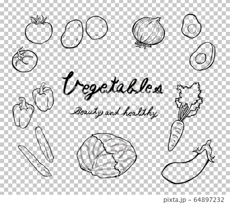 塗り絵 野菜セットのイラスト素材