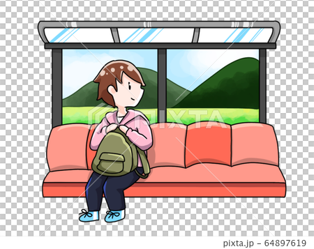 電車の車窓から くっきりのイラスト素材