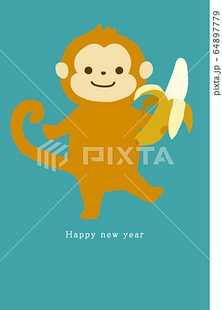 2028年賀状テンプレート ハッピーニューイヤー 年賀状 猿年 さる年 猿年 申年 ２０２８年のイラスト素材 64897779 Pixta