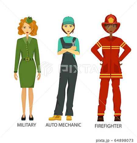 Women Working In Hard Job Setのイラスト素材