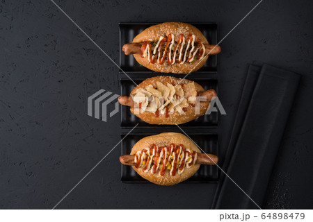 fast food on a black background fast food on a black background 64898479