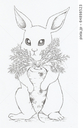 人参を抱えるウサギのイラスト素材