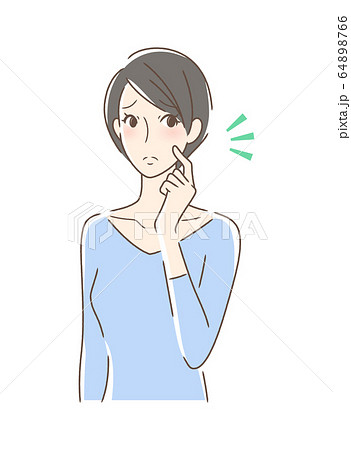 頬をつんつんしてがっかりする女性のイラスト素材