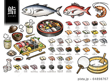 お寿司イラスト集のイラスト素材