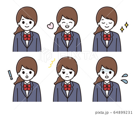 学生 女性  表情アイコンセット 64899231