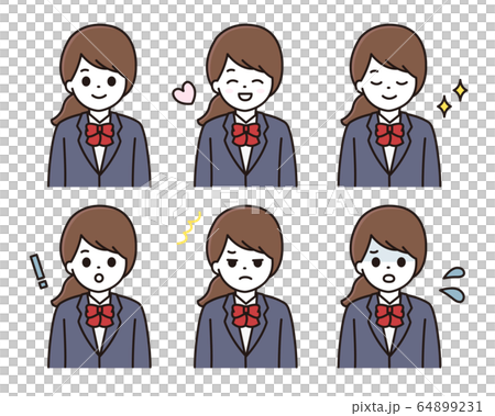 学生 女性  表情アイコンセット 64899231