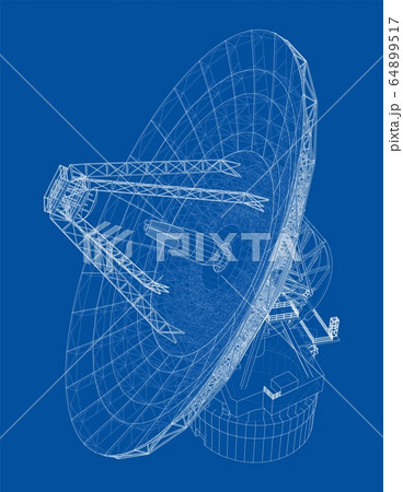 Radio Telescope concept outline. Vector 64899517