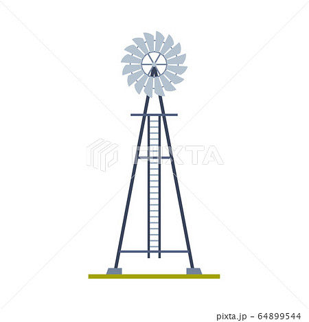 Windmill, Eco Green Energy Production, Alternative Power Flat Vector Illustration 64899544