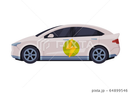 Modern Electric Car, Eco Transport Concept Flat Vector Illustration 64899546
