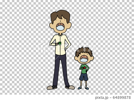 父母和孩子在漱口 64899878