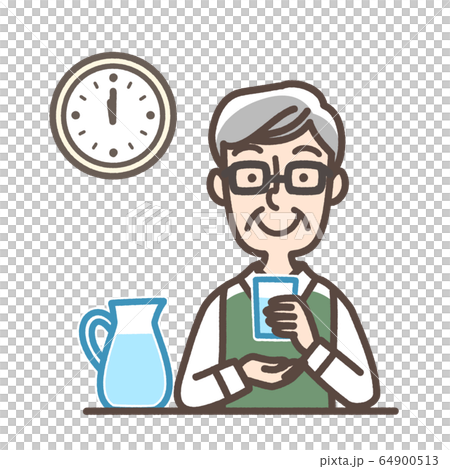水を飲む おじいさん 水を飲む おじいさん 64900513