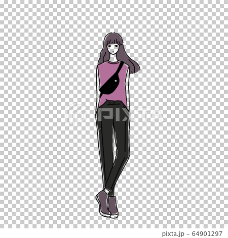 Woman with long hair (summer clothes) 64901297