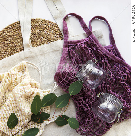 Mesh bag, cotton bags and glass jars 64902416