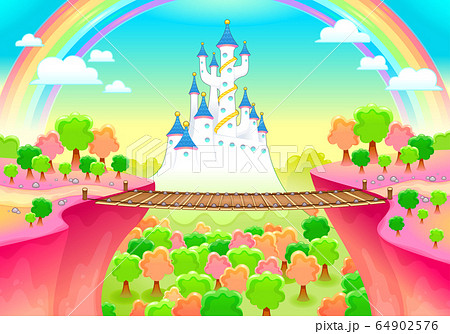 Fantasy landscape with castle and bridge Fantasy landscape with castle and bridge 64902576