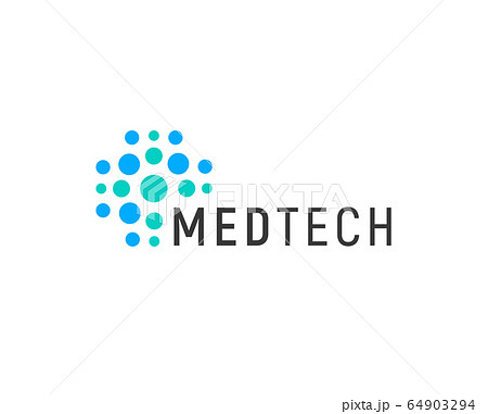 Medical technology logo concept, abstract blue dotted cross, vector illustration Medical technology logo concept, abstract blue dotted cross, vector illustration 64903294