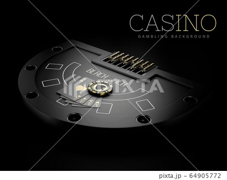 3d Rendering of Black Jack table with a play carts and chip, clipping path included 64905772