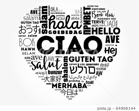 Ciao (Hello Greeting in Italian) heart word cloud 64906144