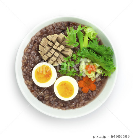 Rice Porridge Served Boiled Egg and Vietnames Rice Porridge Served Boiled Egg and Vietnames 64906599
