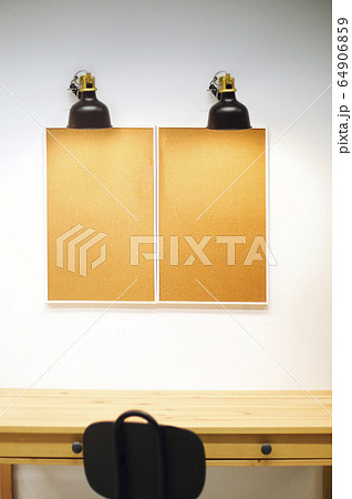 Two framed cork notice boards with copy space 64906859